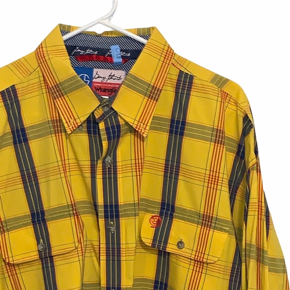 George Strait Men's Yellow Plaid Long Sleeve XXL - Picture 4 of 4